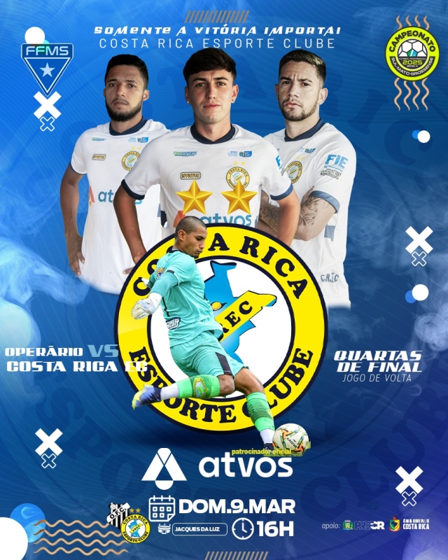 Costa Rica enfrenta o desafio do tudo ou nada contra o Operário domingo em Campo Grande no Campeonato Estadual