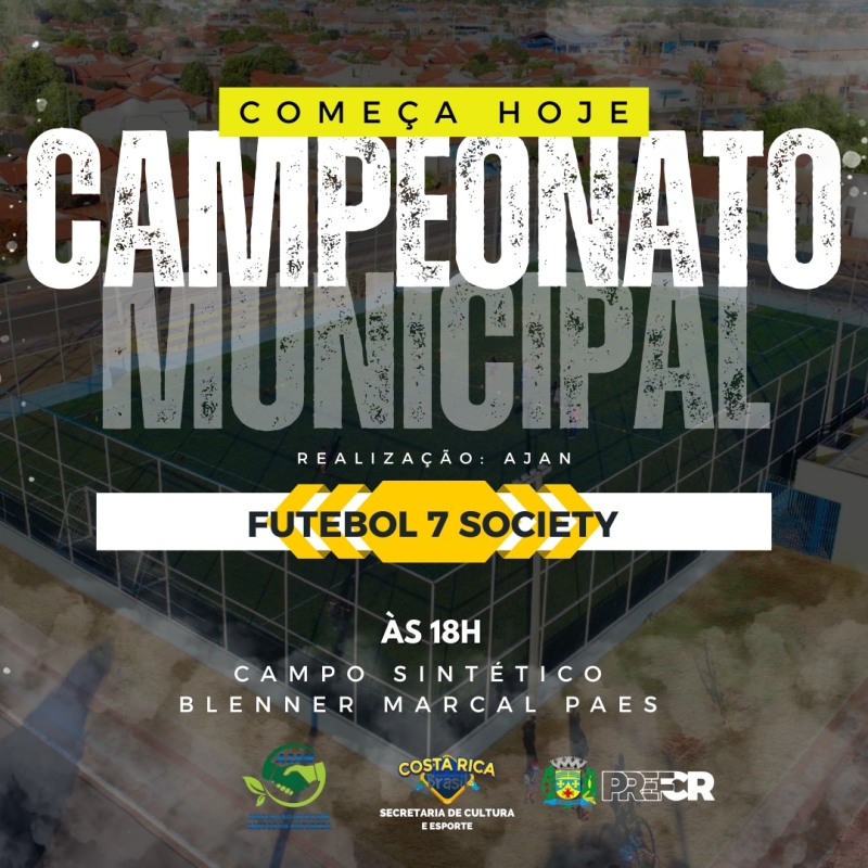 Costa Rica inicia hoje o Campeonato de Futebol 7 Society no campo sintético Blenner Marçal Paes