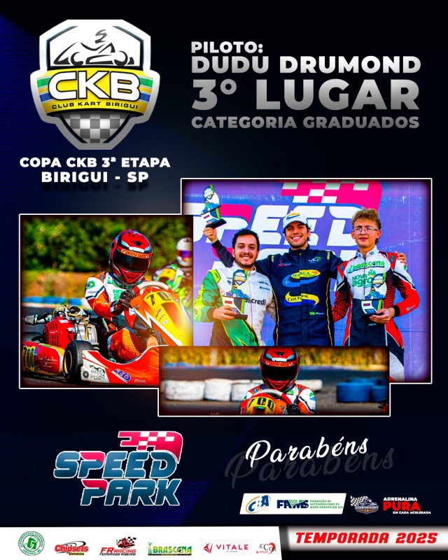 Dudu Drumond brilha em Birigui e conquista pódio na Copa de Kart CKB