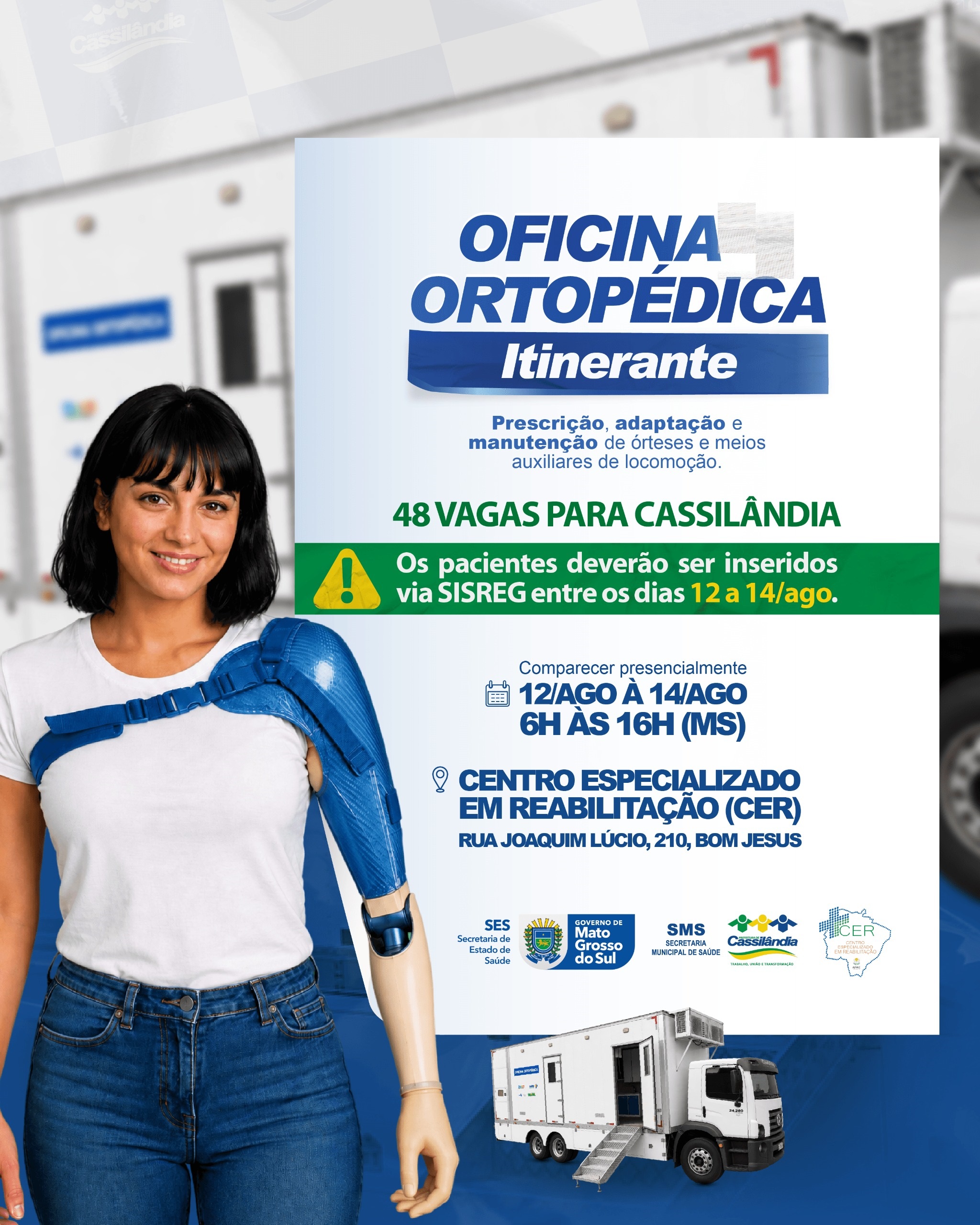 Cassilândia recebe Oficina Ortopédica Itinerante com 48 vagas para atendimento especializado
